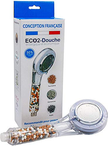Eco2-Douche Original - Nouvelle Version - Pommeau de Douche Écologique & Économique - Universel - Médaillée au Concours Lépine - Conception Française - Douchette Translucide