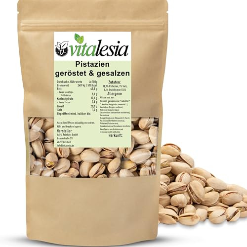 Vitalesia Pistazien geröstet gesalzen 2,5kg mit Schale ganz ungeschwefelt