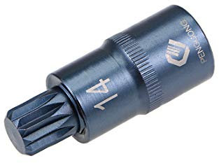sourcing map 1/2 Drive x M14 (14mm) Triple Square Spline Bit Socket, S2 Steel Bits, CR-V Sockets 2 Length (for Hand Use Only)