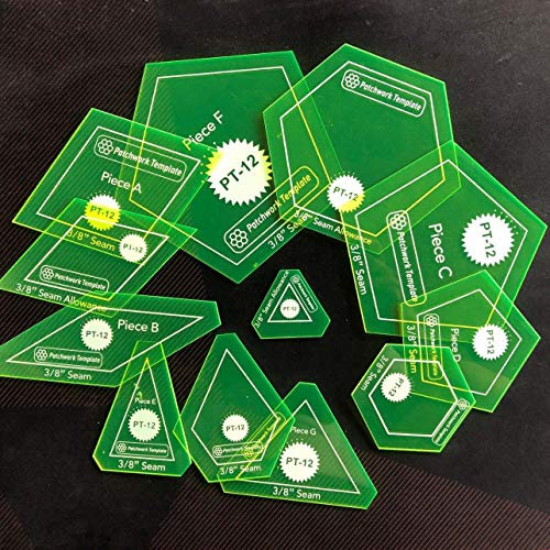 YICBOR Set mit 12 Patchwork-Vorlagen aus englischem Papier