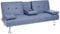 Mendler 3er-Sofa HWC-F60, Couch Schlafsofa Gästebett, Tassenhalter verstellbar 97x166cm - Kunstleder, dunkelblau