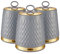 Tower T826091GRY Empire Set of 3 Storage Canisters for Tea Coffee Sugar, Grey and Brass, 1.3L, One Size