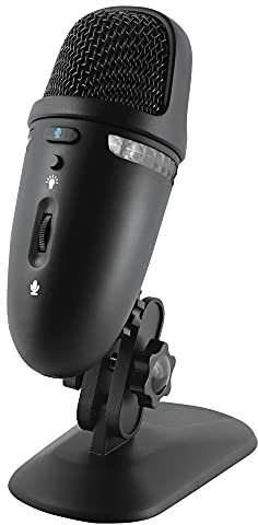 Cyber Acoustics Premium USB-Kondensatormikrofon mit farbigen LED-Leuchten - mit Zwei Richtcharakteristika - kompatibel mit PC und Mac (CVL-2009)
