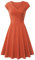 YMING Femme Robe à Col en V Robe Décontractée à Manches Courtes Robe De Soirée Sexy Orange 3XL