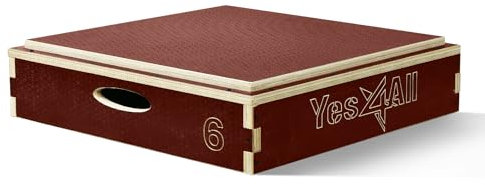 Yes4All TVBA 3 in 1 Plyo Box aus Holz mit rutschfester Oberfläche, 15,2 cm H, Plyometric Box Plattform für Sprungtraining, Jump Boxes für Home Gym Übung und Outdoor Workout, Rot