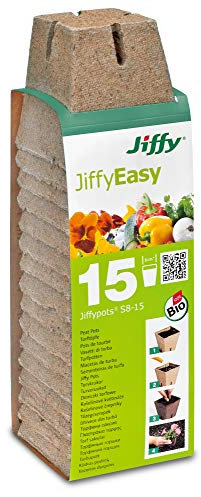 Jiffy 110018 8 x 8 cm Anzuchttöpfe eckig (15 Stück) Torf-Anzuchttöpfe