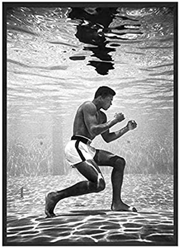 Crazystore Moderne 40x60cm ohne Rahmen Schwarz-Weiß-Stil Muhammad Ali Unterwasser Boxing Poster und Drucke für Wohnzimmer Bild Home Decor