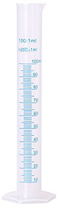 Euvoym 1 Piece 100ml Transparent Blue Line Measuring Graduated Cylinder Science Measuring Lab Test Tube Flask Liquid Measuring Tools (100ml)