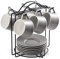 YHOSSEUN Espresso Cups with Saucers Set 4 OZ Porcelain Espresso Coffee Cup and Metal Stand for Cappuccino, Latte, Cafe Mocha and Tea, Set of 6, Gray