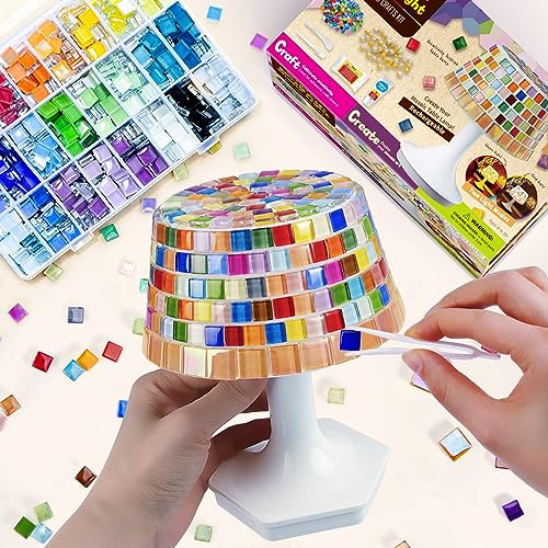 ONE TO FOUR DIY-Mosaik-Lampe, Gestaltung Ihres eigenen Nachtlichts, Mosaik Bastelset Kinder & Erwachsene, Türkische Tischlampen für Mädchen Kinder Geburtstagsgeschenk 5 6 7 8 9 10 11 12+ Jahre