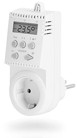 VASNER Universal-Thermostat VUTS1 – individuell programmierbares Steckdosenthermostat, 3-40°C, max. 3.600W, 230V/16A, einfache & Flexible Steuerung von Elektroheizungen Infrarotheizungen