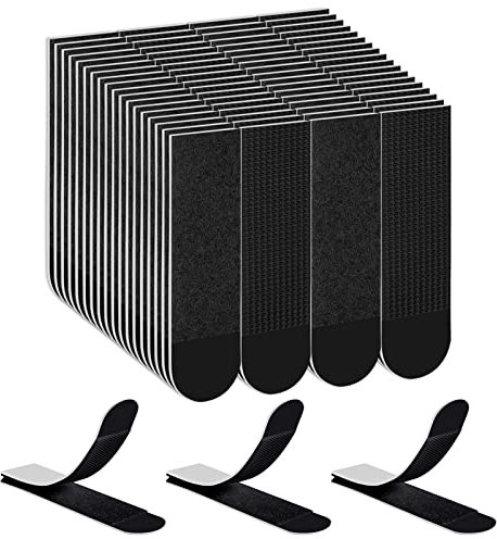 Ainiv 32-Pairs(64 Strips) Adhesive Picture Hanging Strips, Medium 69x19mm Double Side Hook Loop Mounting Tapes for Photo Frame, Damage Free Removable Wall Adhesive Strips for Picture Hanger(Black)