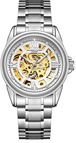 Anthony James Skelett Automatik Herrenarmbanduhren - Handgefertigte Wasser- und Kratzfeste Analoguhr mit Split-Sekunden-Zähler - Analoge Herrenuhren - 5 Jahre Garantie