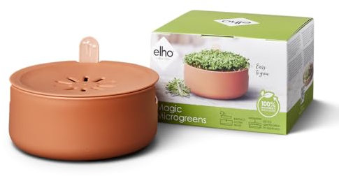 elho Magic Microgreens 17 Anzuchttöpf - Kräutertopf für Züchten Und Ernten - 100% recyceltem Plastik - Ø 16.8 x H 7.1 cm - Braun/Toffee Terra