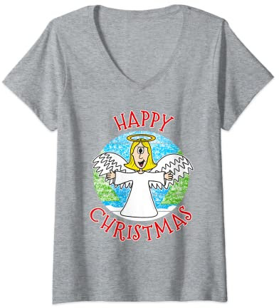 Damen Weihnachten Engel Carol Singer Weihnachten 2022 T-Shirt mit V-Ausschnitt