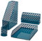 Exerz Schreibtisch Organisator 4-teilig Büro-Set/Tischplatte Ablage Metallgitter Inklusive: A4 Briefablage x 1, A4 Zeitungsständer x 1, Briefhalter x1, Stifthalter x 1 - Ägäisches Blau