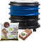 WORMbox | Wurmkomposter Wurmfarm Wurmkiste mit 2 Schalen Blau + 250g Kompostwürmer / 500 STK + 1 Coco | 32 Liter | Regenwurmkomposter, Kompostwürmer produzieren Wurmhumus