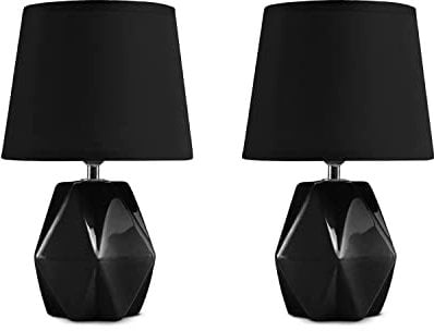 konsimo FABO 2er Set Tischlampe - Schreibtischlampe für Wohnzimmer, Schlafzimmer und Flur - Tischleuchten Leselampe - Desk Lamp - Lampen Bürolampe - Schwarz - Keramik und Stoff Table Lamp