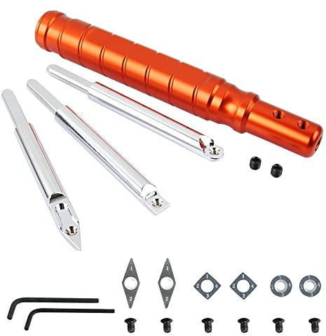 O'SKOOL Carbide Wood Turning Tools Set for Lathe Includes Diamond, Round, and Square Shape Replaceable Carbide Tipped Turning Lathe Chisels Wood Turning Projects for Turn Pens or Ornaments