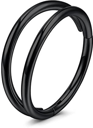 VFUN 18G 10MM 316L Edelstahl Nasenpiercing Septum Piercing Nasen Piercing Nase Conch Piercing Ring Damen Segmentring Ohrring Helix Daith Tragus Piercing Ohr Schwarz