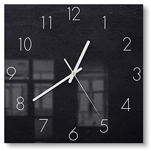 DEQORI Glasuhr | 30x30 cm | Motiv Gerahmte Kreidetafel | ausgefallene leise Design Uhr aus Glas | Wanduhr für Wohnzimmer & Küche | moderne Hingucker Uhr für die Wand