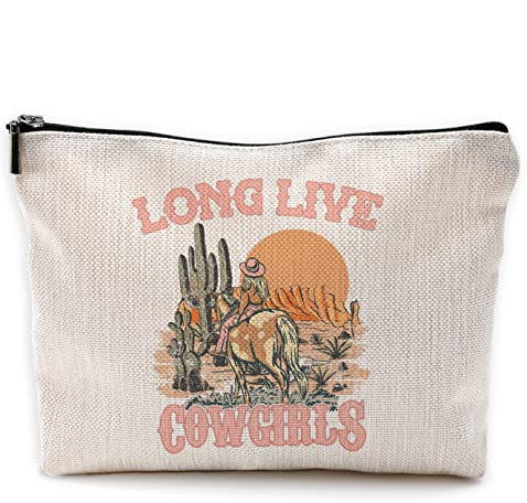 NEGIGA Western Make-up-Tasche, Long Live Cowgirl Make-up-Tasche, Make-up-Taschen für Frauen, Cowgirl-Geschenke
