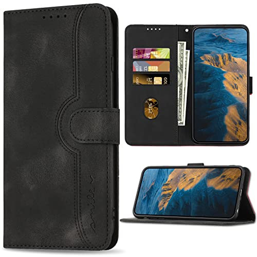 Bear Village Hülle für Huawei Y5 2019 / Honor 8S, PU Leder Handyhülle Klappbar Handytasche, Schutzhülle mit Kartenfach für Huawei Y5 2019 / Honor 8S, Schwarz
