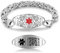THELUCKYTAG Medizinische Armbänder Männer Frauen mit QR Code Medizinische Alert ID Armbänder Titanstahl Armband Passt Handgelenk Up 8''-10'' Mehr Raum Benutzerdefinierte Notfall medizinische ID Info