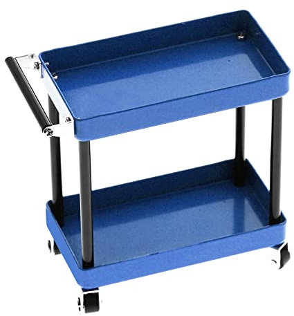 Kit Carrello Portautensili, Mini Carrello Porta Attrezzi a 2 Livelli, Officina Mobile, Riparazione Garage, Accessori RC, Officina Mobile, Riparazione Garage con Ruote (Blu)