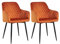 JYMTOM Esszimmerstühle, 2er Set, Sessel, Loungesessel, mit Armlehne, Samt-Bezug, bis 120 kg belastbar, Metallbeine, für Esszimmer, Küche, Wohnzimmer, Schlafzimmer (2, Orange)
