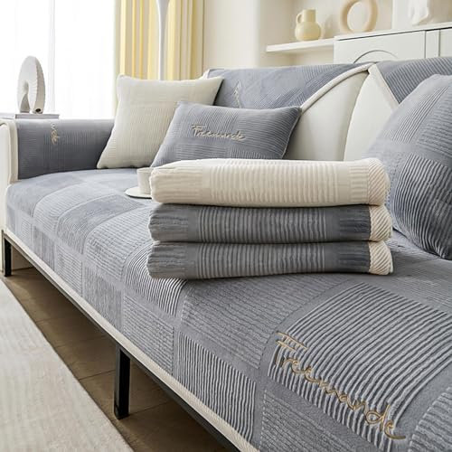 Couch Überzug,Sofa-Schutzhülle 1/2/3/4 Sitzer L Form Sofa Cover Sofa Überzug Ecksofa,2024 Neue Universelle Rutschfeste Sofa Überwurf,Solide Strukturierte Ultra Stretch Sofa Überzug für Wohnzimmer