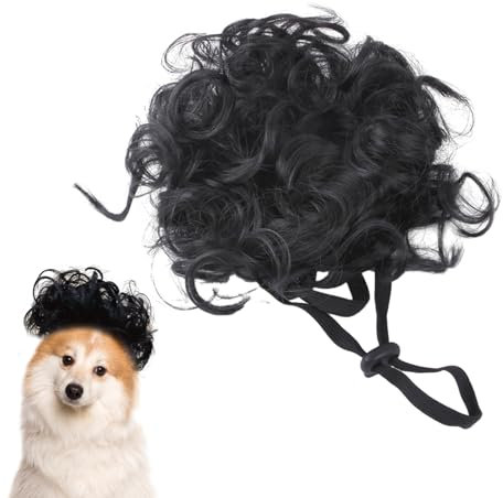 moonyan Hundeperücke-Kostüm,Hundeperücke-Haustierkostüme, Katze Cosplay Perücke Haarteil, Elastische DIY-Perücken verkleiden Kopfschmuck-Spielzeug für Halloween, Weihnachtsfeiern, Festivals