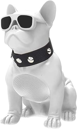 Hfnnhl French Bulldog Bluetooth Speaker, Portable Wireless, Multifunctional, White