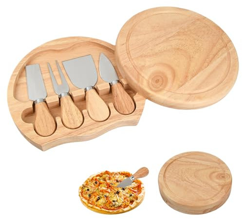 Vesaneae 4 Pièces Ensemble de Couteau à Fromage, Plateau de Fromage en Bois, Cheese Couteaux et Fourchette, Inox Couteau a Beurre, pour Sandwichs Au Beurre Petit- Déjeuner Au Fromage