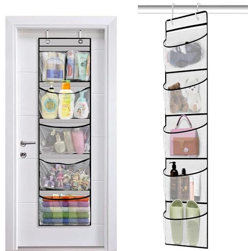 Waofzzn 2 Stück Hängeorganizer, Organizer Hängend mit 4 Stück Häkchen Hängeaufbewahrung Organizer Hängeregal Tür für Organisation von Schreibwaren, Kleidung und Haushaltsgegenständen