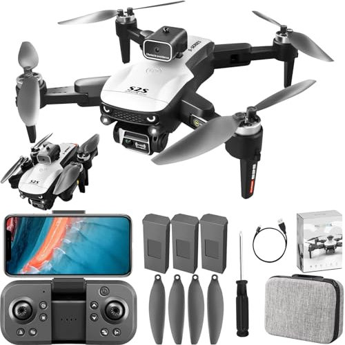 KUNOQXHA S2S Drohne mit Kamera 1080P, Bürstenloser Motor Drohne für Kinder Anfänger WiFi FPV RC Quadrocopter mit 3 Batterien 60 Minuten Flugzeit Auto-Hover 3D-Flips Headless Modus Trajektorienflug