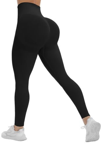 OUDOTA Leggings Damen High Waist - Blickdicht Leggins mit Bauchkontrolle für Sport Yoga Gym Schwarz,L