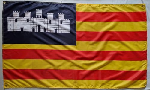 Bandera de Islas Baleares, reforzada con 4 ojales, 150 cm x 90 cm (Islas Baleares) MateyCo