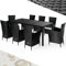 Casaria® Gartenmöbel Polyrattan 8 Stühle Stapelbar 190x90cm Gartentisch WPC Holz Wetterfest Outdoor Terrasse Sitzgruppe Essgruppe Garnitur Set Schwarz