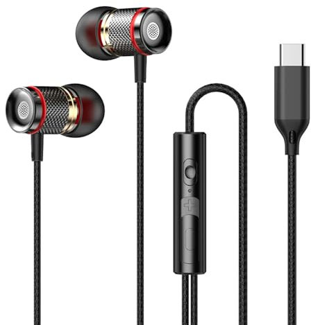 Zrengp Wired Earbuds Ultra Clear Calls & no Noise Headphones Ear Buds Wired 3.5mm / Type C in-Ear Earphones Powerful Bass with Mic Compatible with iPhone/iPad/Android/Laptop/PC (Black, Tpye C)