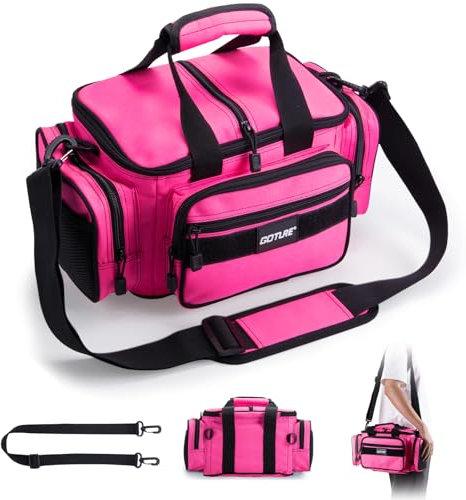 Goture Angelausrüstungstasche, weiche Seite, wasserabweisend, Umhängetasche, Angeltasche, Hüfttasche, Angelausrüstungstasche, Salzwasser, Süßwasser Rosa