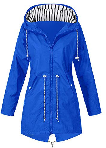 Rain Jacket Women's Waterproof Outdoor Jacket Breathable Baggy Comfortable Transition Jacket Lightweight Long Jacket with Hood Windbreaker Hiking Travel Trekking Bicycle Baggy Comfortable Hoodie Large
