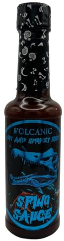 Volcanic Dino Sauce Hot & Smokey Chipotle BBQ Spino Hot Sauce 150g, Perfect for Burgers & Glazing Ribs