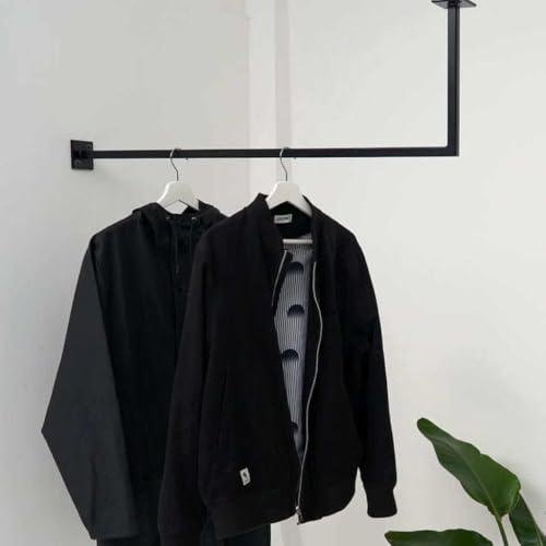 Industrielle Garderobenstange - SIMPLE HANGIN' | Kleiderstange zur Wand- & Deckenmontage | Pulverbeschichtetes Metall | Schwarz | Hohe Belastbarkeit & Modernes Design (1000x500)