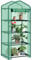 AMHANCIBLE Piccola serra a 4 ripiani, serre portatili per esterni e interni, serra in plastica con copertura in PE resistente, tetto inclinato, porta arrotolabile con cerniera, verde, EGWH04GR