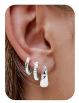 3 Paar Ohrringe Silber 925 Für Damen,14K Vergoldet und hypoallergen.Dieses Ohrringe Set mit AAA+ Zirkonia umfasst Creolen Gold und Ohrstecker,perfekt für mehrere Piercings und täglichen