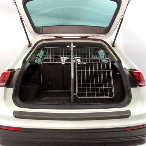 Travall Hundegitter Trenngitter & Heckgitter Set Für VW Tiguan (2024-) Fahrzeugspezifischer Hundeschutzgitter & Gepäckbarriere, Einfache Montage Hundetransport und Gepäckschutz 50/50 Teilung