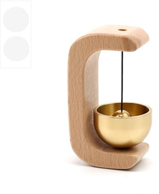 PHMING Cloche Porte D'entrée, Sans Perçage Carillon de Porte, Bois Massif en Forme de C Sonnettes de Porte Magnétiques, Autocollant Sonnette en Bois, pour Portes, Bureaux, Magasins, Cafés