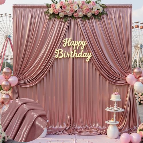 20x10ft Wrinkle Free Rose Gold Sequin Backdrop Curtain for Weddings Parties | Thick Not Fall Glitter Backdrop Drapes 4 Panels 5x10ft Shimmer Photo Wall Back Drop Cloth for Birthday Photography Background