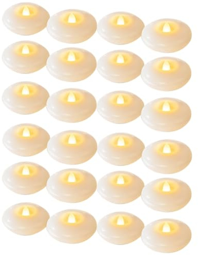Eieenotee 24 Pack 3 Flameless Led Floating Candle Waterproof Tealights for Cylinder Vases, Wedding Decor